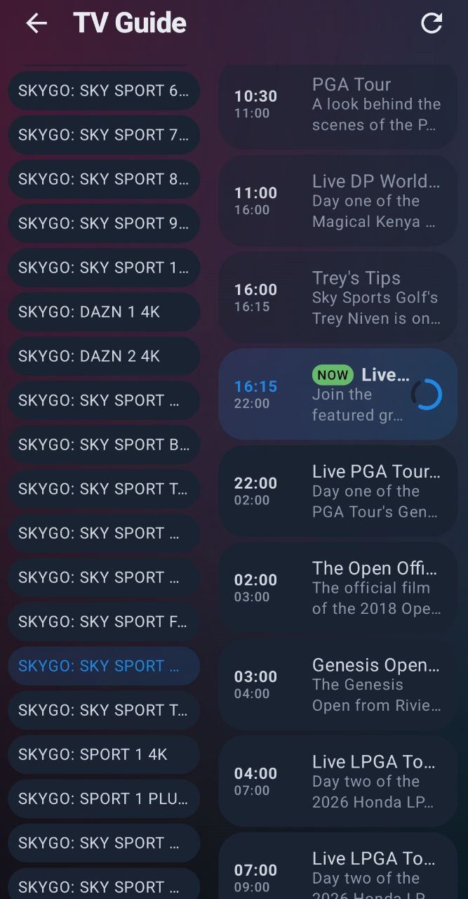 Casto IPTV EPG TV Guide